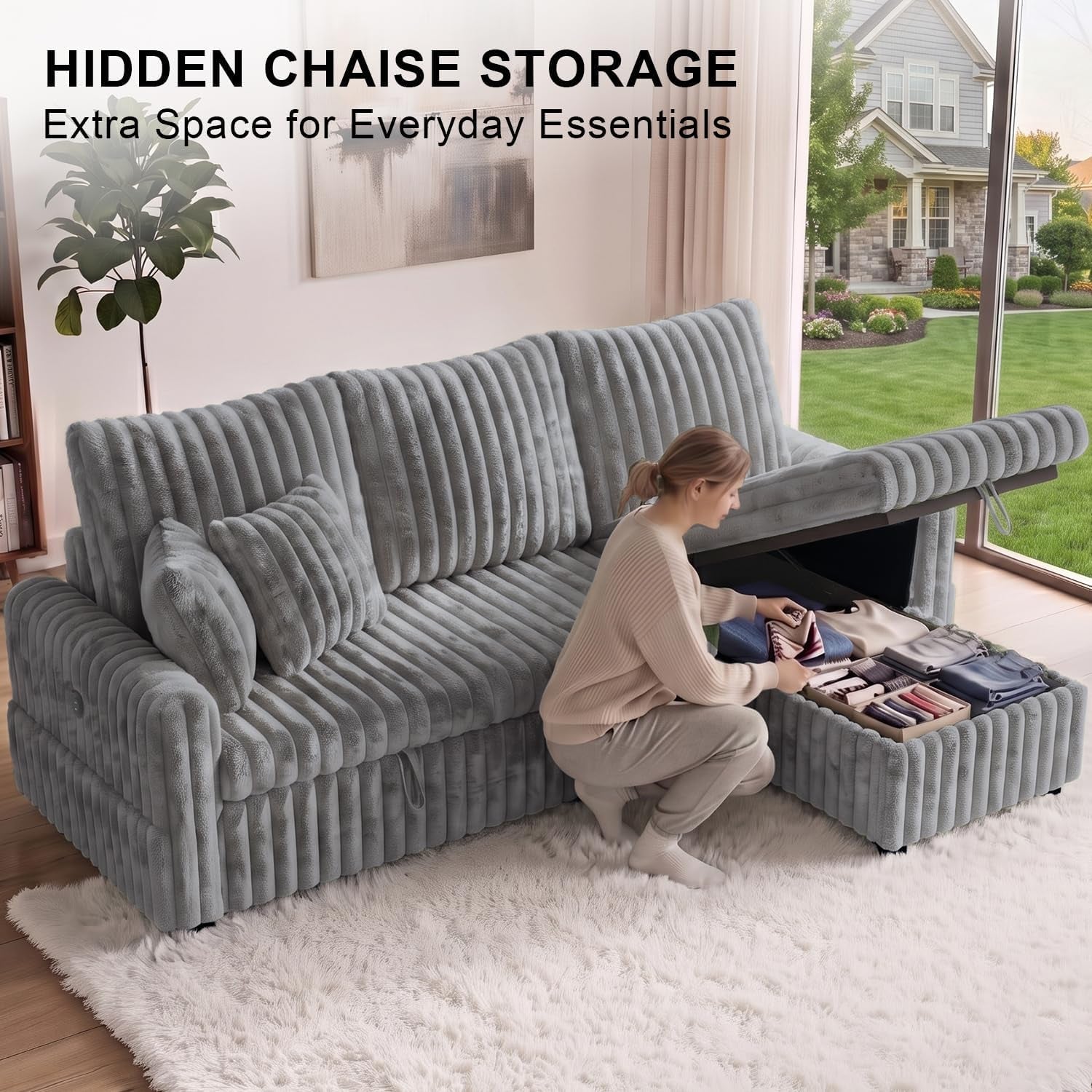 81-sectional-sleeper-sofa-bed-with-storage-chaise-usb-charging-plush-corduroy-l-shaped-pull-out-couch-bed-modular-sectional-sofa-couches-for-living-room-bedroom-light-grey