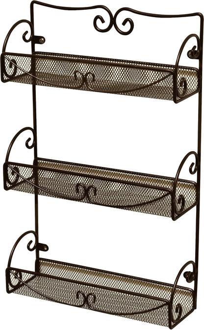 3 Tier Wall Mounted Hanging Spice Rack, Bronze1