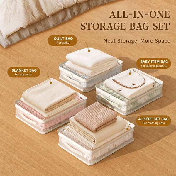 4Pcs Storage Cubes with Handles, Collapsible Fabric Storage Bins5