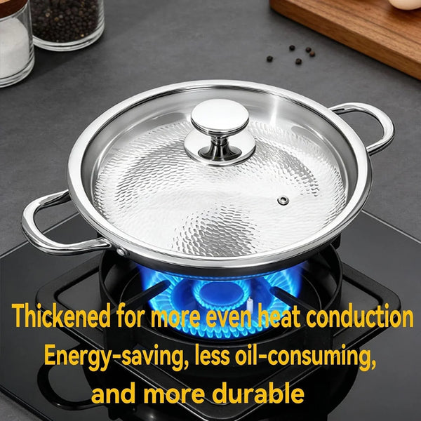 Titanium Hammered Pan, Upgrade Double Handle Non Stick Titanium Pans for Cooking, Ultra-Durable, Scratch-Resistant, Even Heating Frying Pans, Compatible with All Cooktops,With Lid,9.44In5