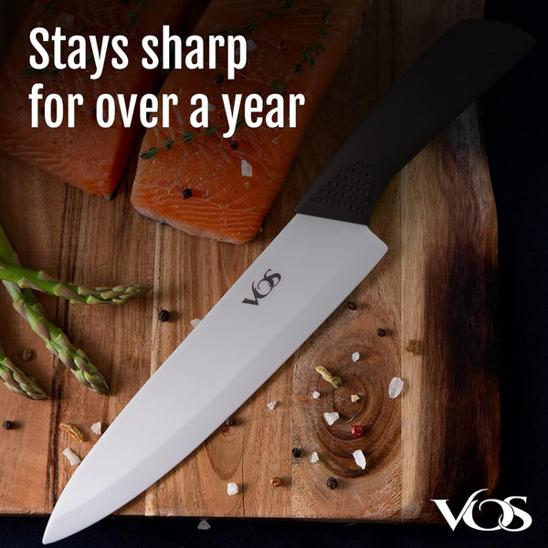 Ceramic Chef Knife 8 Inch with Protection Cover – Large Ceramic Kitchen Knife for Slicing, Dicing, and Fruits – Lightweight Zirconia Blade – Luxury Gift Packaging – Ultra Sharp Chefs Knife (Black)3