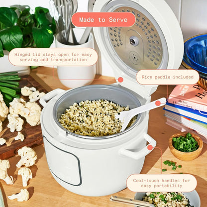 14 Cup Electric Rice Cooker, Programmable Grain Cooker with Automatic Keep Warm, Touch Display, Ceramic Nonstick Inner Pot and Steam Tray (White Icing)4