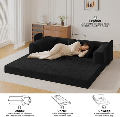 80" Convertible Futon Sofa Bed, Boneless Couch for Living Room8