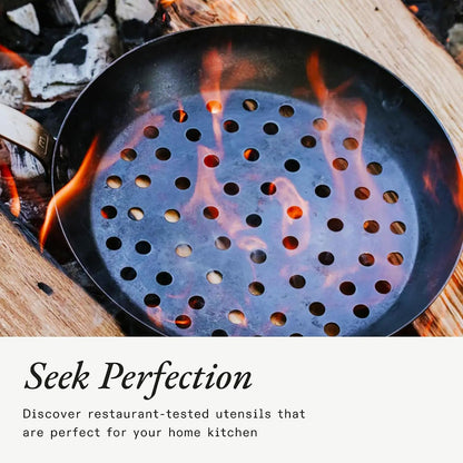 Made in Cookware - 12" Seasoned Carbon Steel Grill Frying Pan | Professional Cookware, Crafted in Sweden, Perforated7