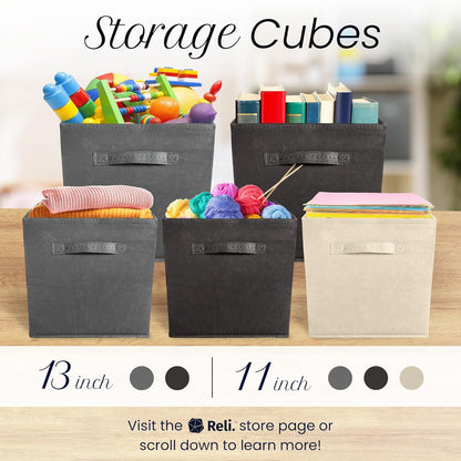 Storage Cubes (4 Pack) | Dark Gray Fabric Cube Bins 11"X11"7