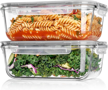 2Pack 1860Ml/63Oz Large Glass Storage Containers with Lids, Grey1