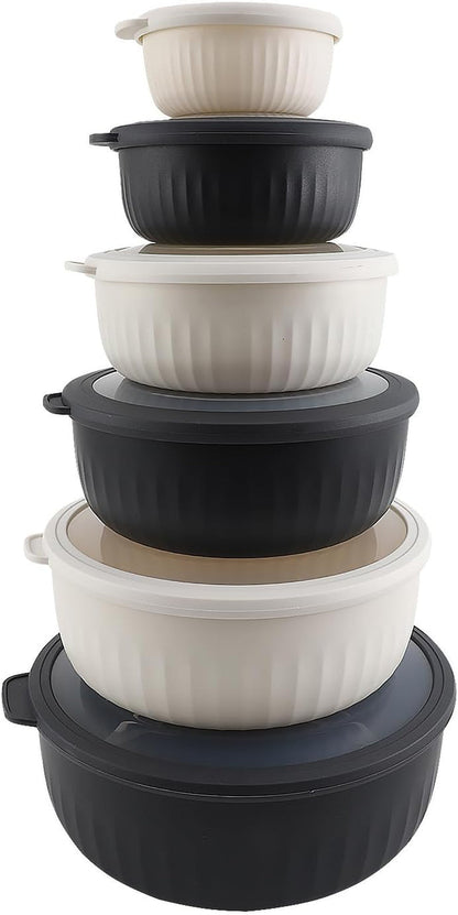 Prep Bowls with Lids- Wide and Deep Nesting Plastic Small Mixing Bowl Set with Lids, 12 Piece Set - Wide Bowls, Speckled Black1