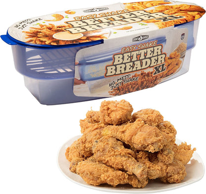 XL Original Better Breader Bowl 16" Mess-Free Breading Tray | Shake & Coat Batter Bowl W Lid for Chicken, Fish, & Vegetables, Great for Fish Fry, Tenders, Wings-Easy Cleanup & Made in USA1