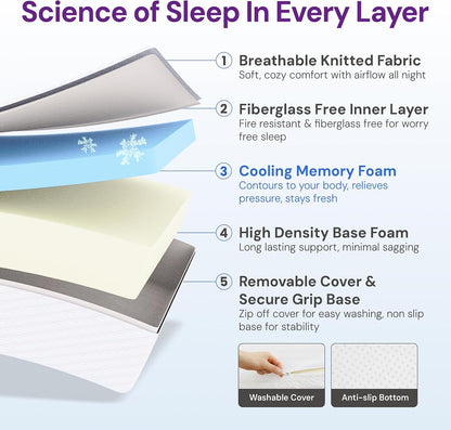 King Size 10 Inch Cooling Gel Memory Foam Mattress, Medium Feel | Pressure Relief & Ergonomic Support, Cool Sleep, Machine Washable Anti-Slip Cover, Fiberglass Free, Certipur-Us Certified3