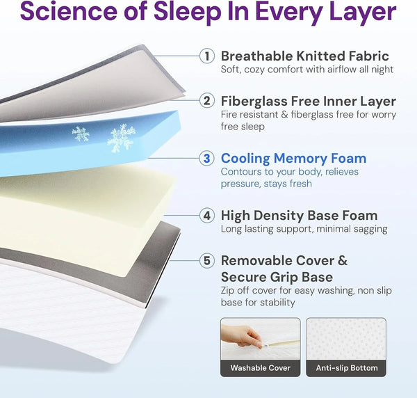 King Size 10 Inch Cooling Gel Memory Foam Mattress, Medium Feel | Pressure Relief & Ergonomic Support, Cool Sleep, Machine Washable Anti-Slip Cover, Fiberglass Free, Certipur-Us Certified3