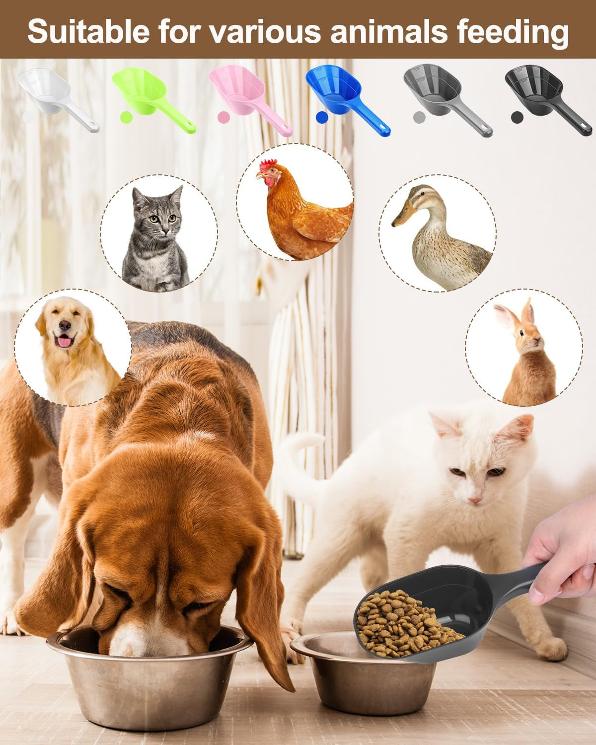 2pack-dog-cat-food-scoop-measuring-cup-1-cup-plastic-pet-food-scoop-black