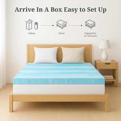 3 Inch Full Mattress Topper, Ventilated Gel Memory Foam Mattress Bed Pad | Pressure Relief | Body Support Mattress Bed Topper | Certipur-Us Certified | Blue7