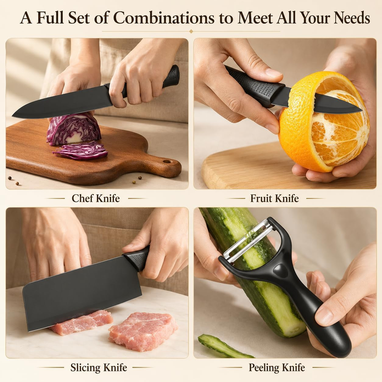 7pcs-kitchen-knife-set-5-black-stainless-steel-knives-with-sheaths-cutting-board-and-a-knife-block-stainless-steel-kitchen-knives-with-pp-ergonomic-handle