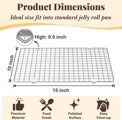 Cooling Racks for Cooking and Baking - 2 PCS 10" X 15" Grid Wire Baking Rack for Oven Cooking, Baking, Grilling, Roasting - Dishwasher Safe Bacon Rack - Fits Jelly Roll Cookie Sheet Pan2