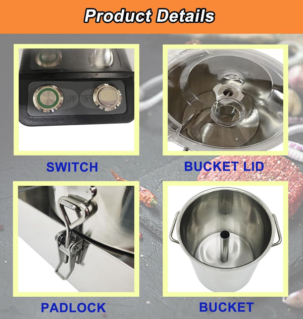9L Food Processor & Vegetable Chopper, Commercial Meat Grinder, Stainless Steel Electric Chopper, Adjustable Speed Meat Mincer, Multi-Function for Chopping Vegetables, Meat, Grains, Nuts3