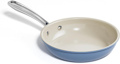 Ceramic Non Stick Egg Pans, Nonstick Frying Pan Skillet, 8 Inch Cooking Pan Non Toxic with Stay Cool Handle for Induction, PTFE & PFAS & PFOA Free, Dishwasher/Oven Safe (Blue)1
