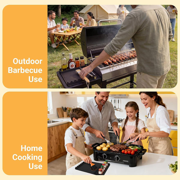 Silicone Grill Mat for Blackstone Griddles & Outdoor Grills - Heat Resistant (450°F) Countertop Protector, Non-Slip Tool Organizer & Grease Catcher, 16X11.5 Inch(Black)7