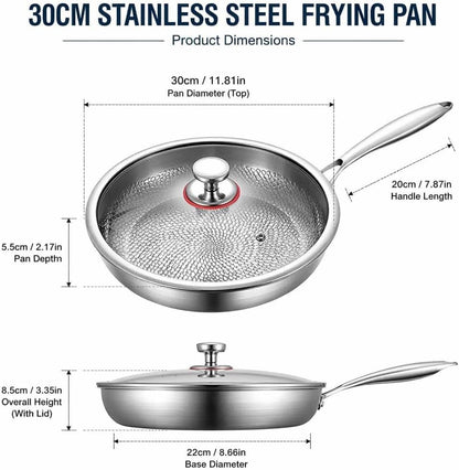 Titanium Pans for Cooking, 12 Inch Titanium Pro Hammered Frying Pan with Lid, Titanium Cookware for Cooking Kitchen Induction Compatible2