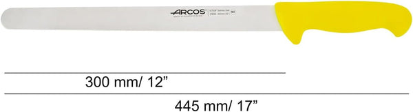 Slicing Knife/Ham Knife 12 Inch Nitrum Stainless Steel and 300 Mm Blade. Ergonomic Polypropylene Handle. Series 2900. Features Different Handle Colors to Make It Easier. Color Yellow.3