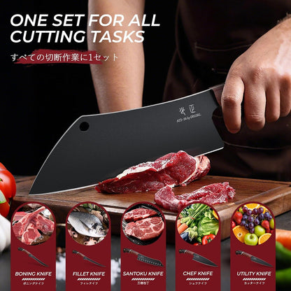 Kitchen Knife Set with Bag - 6 PCS Chef Knife Set with Wooden Handle6