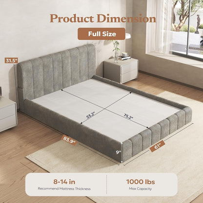 Full Cloud Bed Frame, Boneless Cushioned Foam Bed with Plush Fabric2