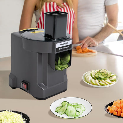 3-In-1 Electric Food Processor with 3 Blades for Slicing, Dicing, Shredding | Commercial Vegetable Processor with Built-In Fan Cooling | for Onion Shredder Potato Slicer, Veggie Processor Home Use3