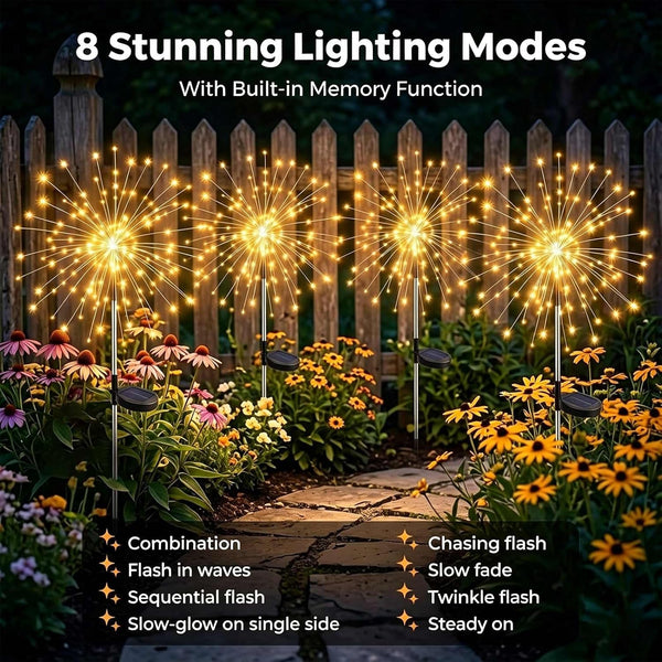 Solar Fireworks Lights Outdoor Waterproof 4 Pack Solar Garden Light5