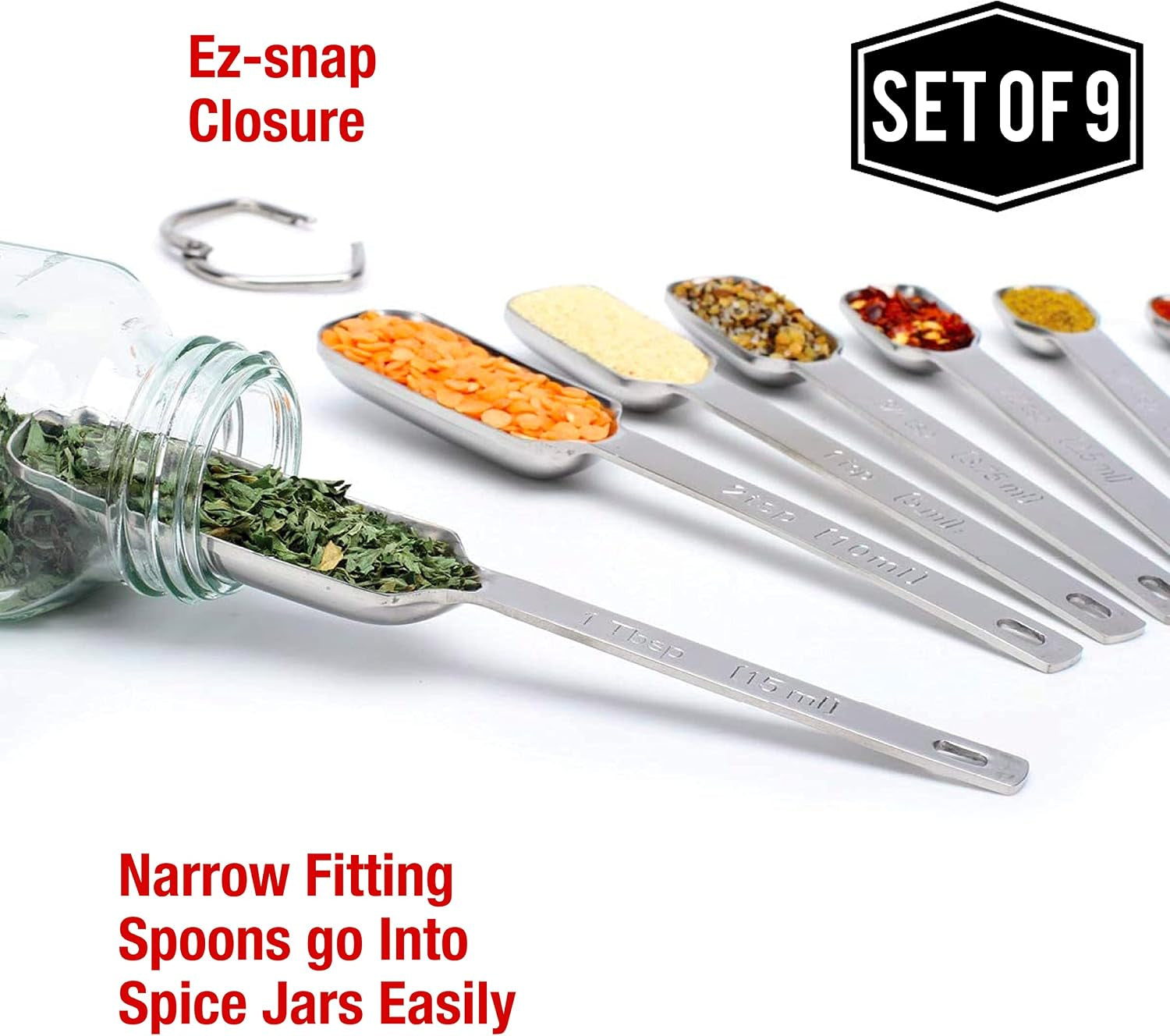 9pc-stainless-steel-measuring-spoon-set-with-leveler-durable-and-rust-proof-chrome-plated-narrow-rectangular-spoons-with-long-handles-accurate-measurements