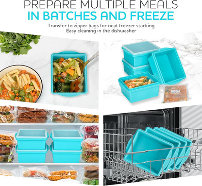 2 Cup Silicone Freezer Trays with Lids, Silicone Soup Freezer Molds - Leakproof, Bpa-Free, Stackable, Microwave & Dishwasher Safe, Perfect for Soups, Sauces, Meal Prep, and Baked Goods - 4 Pack8