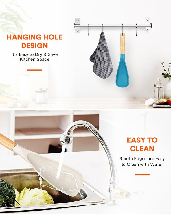 Silicone Cooking Spoon for Nonstick Cookwares, Multi-Function,11.4"7
