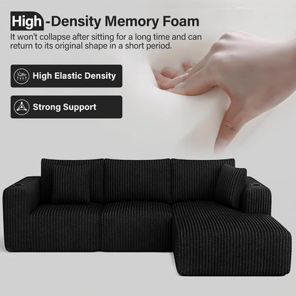 Modular Sectional Sofa, L-Shaped Boneless Cloud Couch Corduroy, No Assembly4