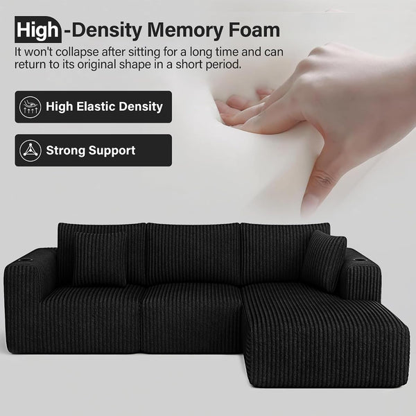 Modular Sectional Sofa, L-Shaped Boneless Cloud Couch Corduroy, No Assembly4