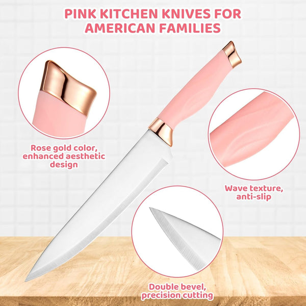 Kitchen Utensils Set,37 Piece Cooking Utensils and Knife Set,Pink6