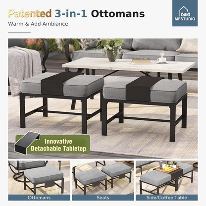5 Piece Metal Patio Furniture Set with Gray Cushions8