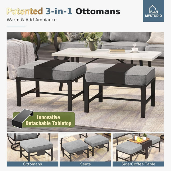 5 Piece Metal Patio Furniture Set with Gray Cushions8