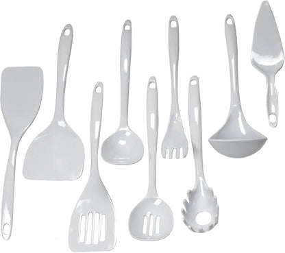 Basic Melamine Kitchen Tool and Utensil Set, 9 Piece Set, White1