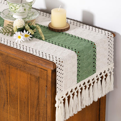 Boho Table Runner Fall Farmhouse Rustic Dining Dresser Scarf Home Decor2