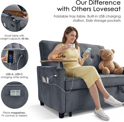 55'' Sleeper Sofa Bed, Convertible Pull Out Couch(Darkgrey)5