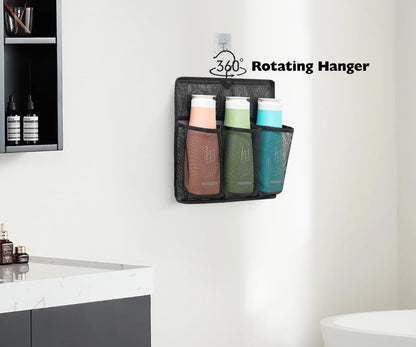 Mesh Shower Organizer,Shower Caddy with Rotating Detachable Metal Hanger, Quick Dry Bathroom Storage for Toiletry Accessories, Portable Shower Bag for Rv,Dorm,Gym and Travel (Black)6