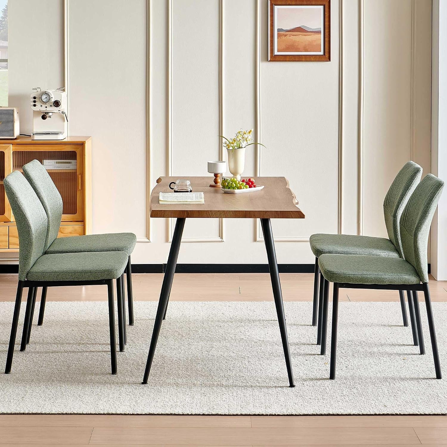 dining-table-set-for-4-modern-wood-irregular-rectangle-dining-table-linen-fabric-dining-chairs-4-table-and-chairs-set-of-4-for-kitchen-dining-room-green
