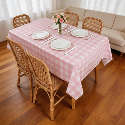 3 Packs Pink Gingham Tablecloth 54 X 108 Inches Pink and White Checkered Disposable Plastic Waterproof Picnic Table Cover for Camping and Birthday Party Supplies2