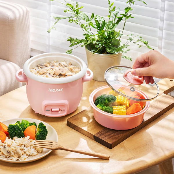 Corecoat™ Mini Rice Cooker (3 Cups Cooked) with Nonstick Ceramic Pot Coating, Glass Lid, and Pop-Up Steamer Tray, 0.8 Quart8