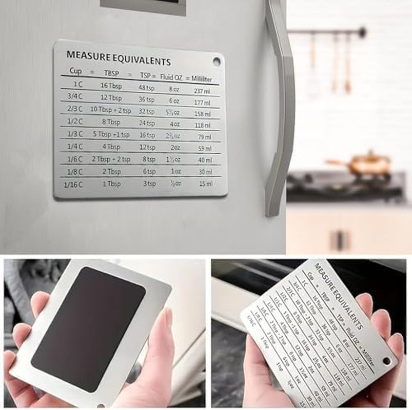 conversion-chart-magnet-for-refrigerator-stainless-measurement-conversions-for-cups-tablespoons-teaspoons-fluid-oz-and-milliliters-silver