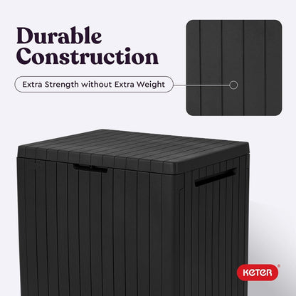 Keter City 30 Gal Outdoor Storage Box and Patio Side Table | Grey, Resin, Compact, Weatherproof, Lockable, Easy Assembly, Organization, Pool Accessories Storage7