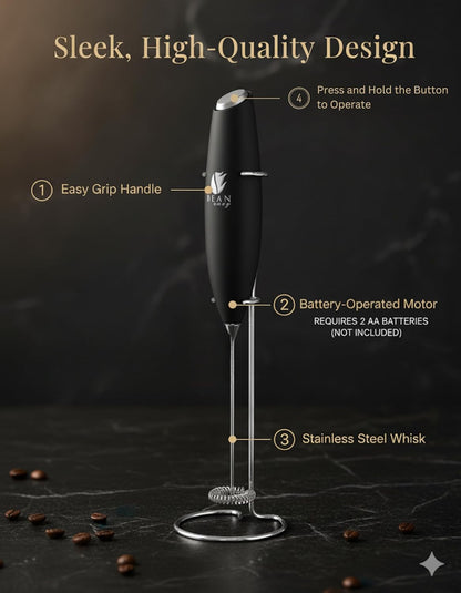Milk Frother Handheld - Coffee Mixer Wand with Stand - Black | Battery Operated, Stainless Steel Whisk, 19000 RPM, Protein Powder Blender, Electric Stirrer, Mini Foamer4