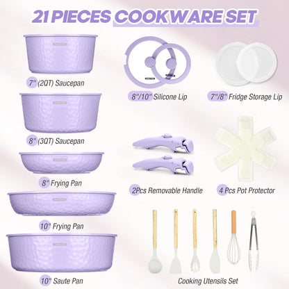 Pots and Pans Set, Ceramic Nonstick Cookware Set Detachable Handle, Induction Kitchen Cookware Sets with Removable Handle, Non Stick RV Cookware Set, Dishwasher ＆ Oven Safe2