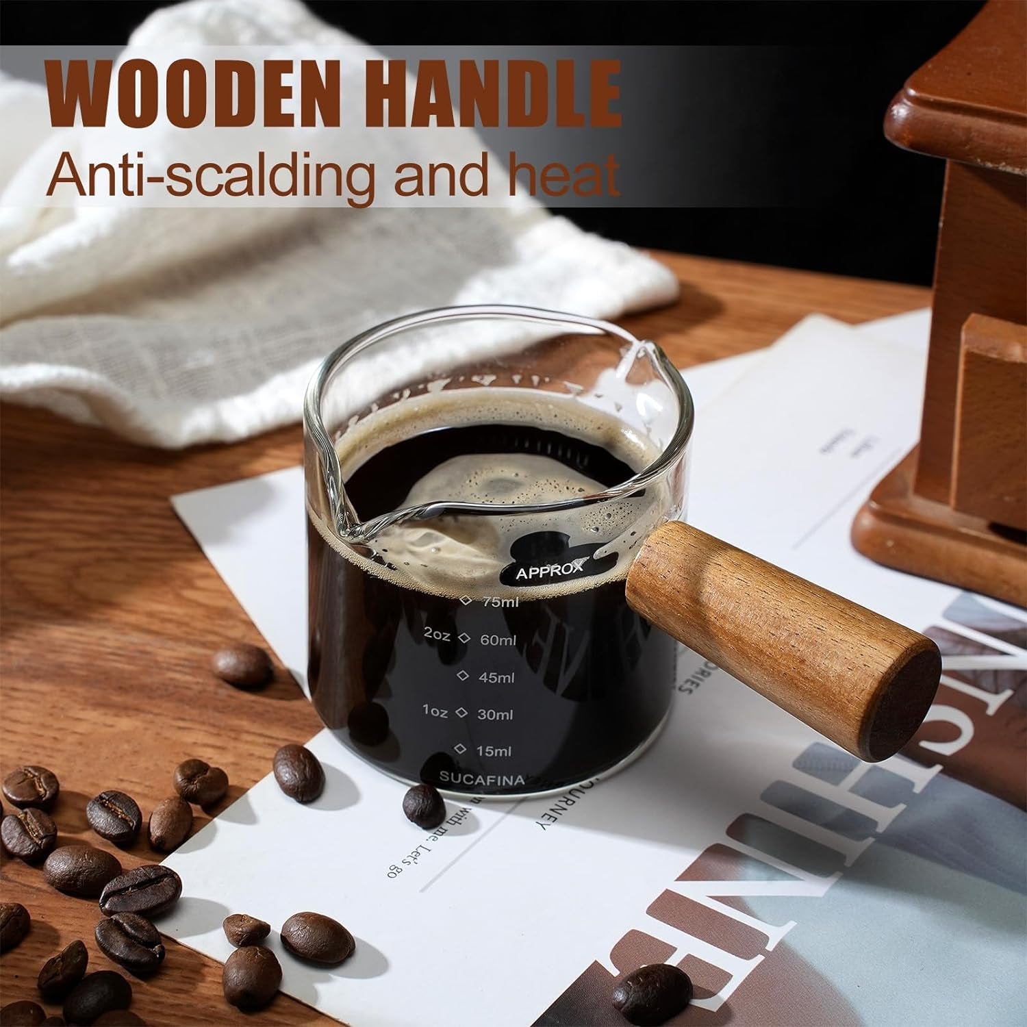 2-pack-espresso-cups-with-wood-handle-75ml-double-spout-glass-measuring-cup-with-dual-scale-espresso-shot-with-v-shaped-mouth-clear-glass-espresso-accessories-milk-frothing-pitcher