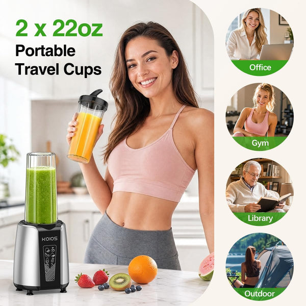 Smoothie Blender, 1000W, Blenders Smoothies and Shakes, Frozen Drinks | 13-In-1 Kitchen Smoothie Maker and Grinder Combo, 10 Oz & 2X22 Oz To-Go Cups, Push Start, Dishwasher Safe, Recipe, Black4