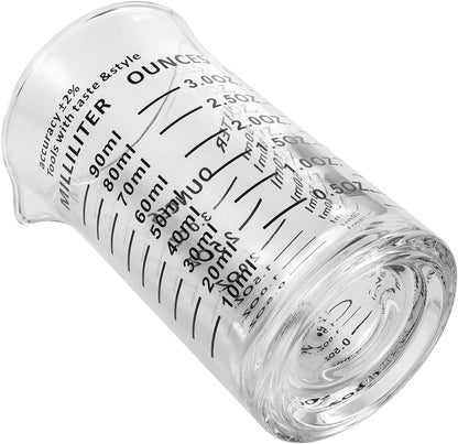 Ackers 3Oz/90Ml Glass Measuring Cup – Shot Glass with Double Scale-Ounce,Ml Markings for Kitchen & Bar(Black Line)2