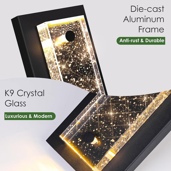32‘’ Large Outdoor Wall Lights with Crystal Bubble Glass, 10W 3000K4